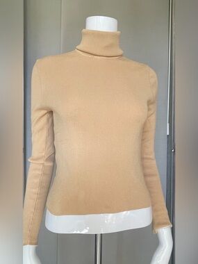 Zara Beige Camel Ribbed Turtleneck Sweater